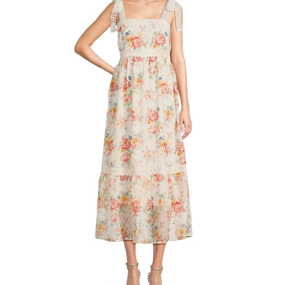Blu Pepper Ivory Floral Tiered Maxi Dress